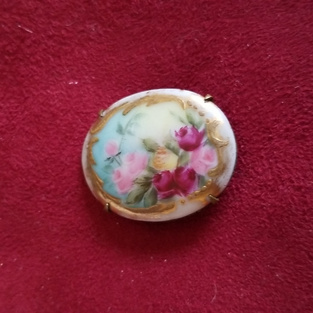 Antique handpainted porcelain Brooch - Picture 4 of 4